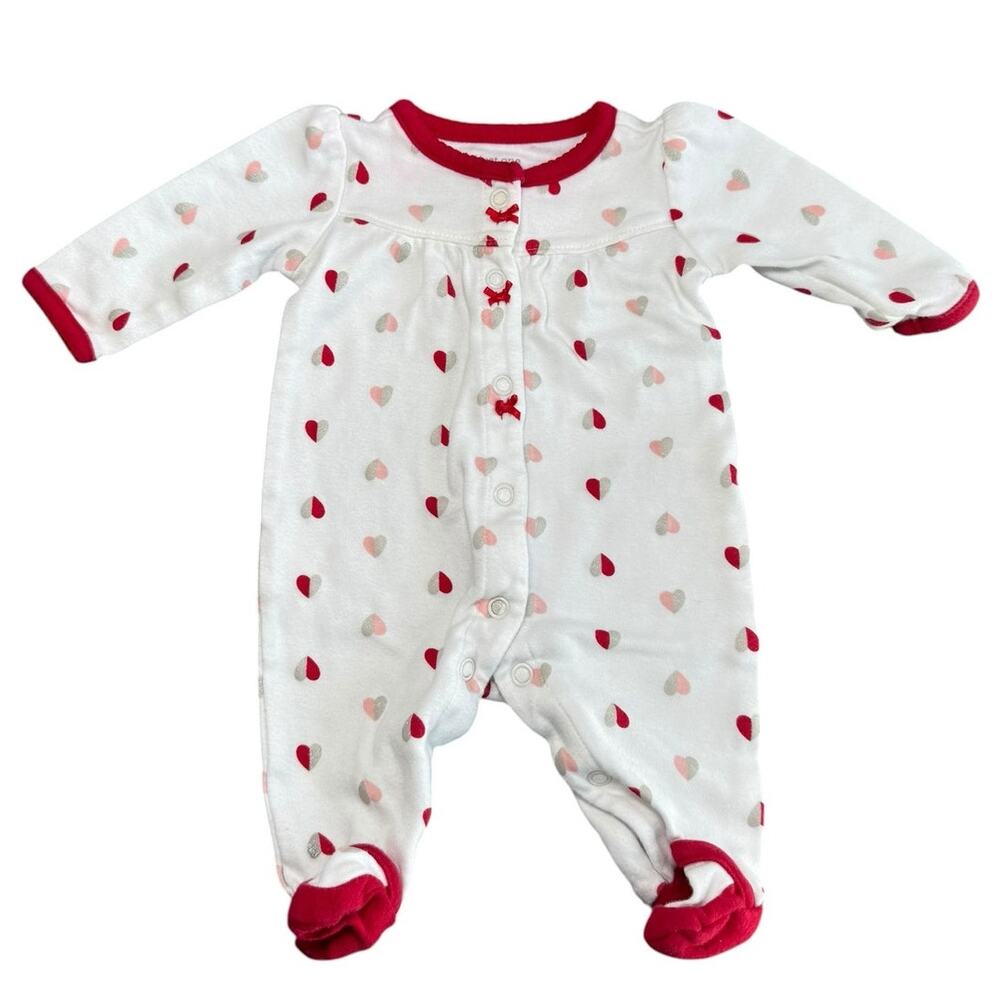 Carter's Footie Pajamas Baby Hearts White Red Newborn